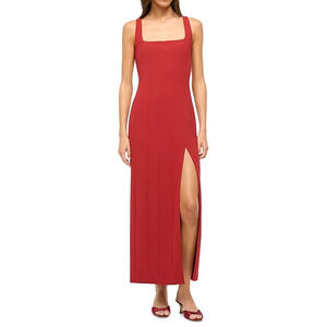 NWT Staud Rouge Red Portrait Square Neck Maxi Formal Dress Size US 14